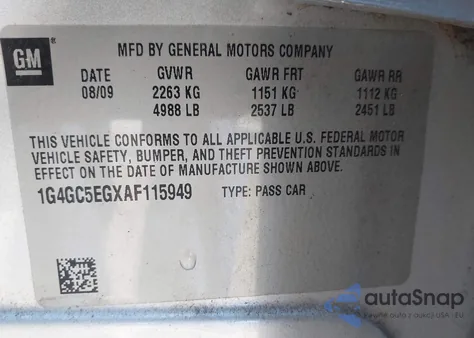 2010 Buick Lacrosse Cxl from USA, damaged, VIN 1G4GC5EGXAF115949